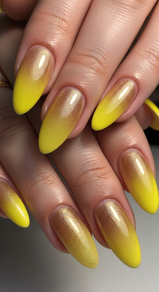 Golden Ombre Sunshine Nails