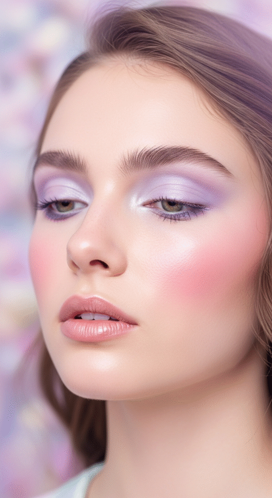 Lavender Soft Glam with Cool Nude Lips - Soft Glam Eye Makeup with Nude Lips