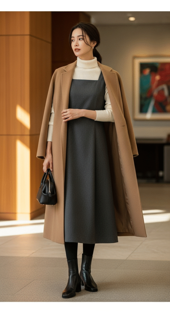 Layered Turtleneck with Sleeveless Dress