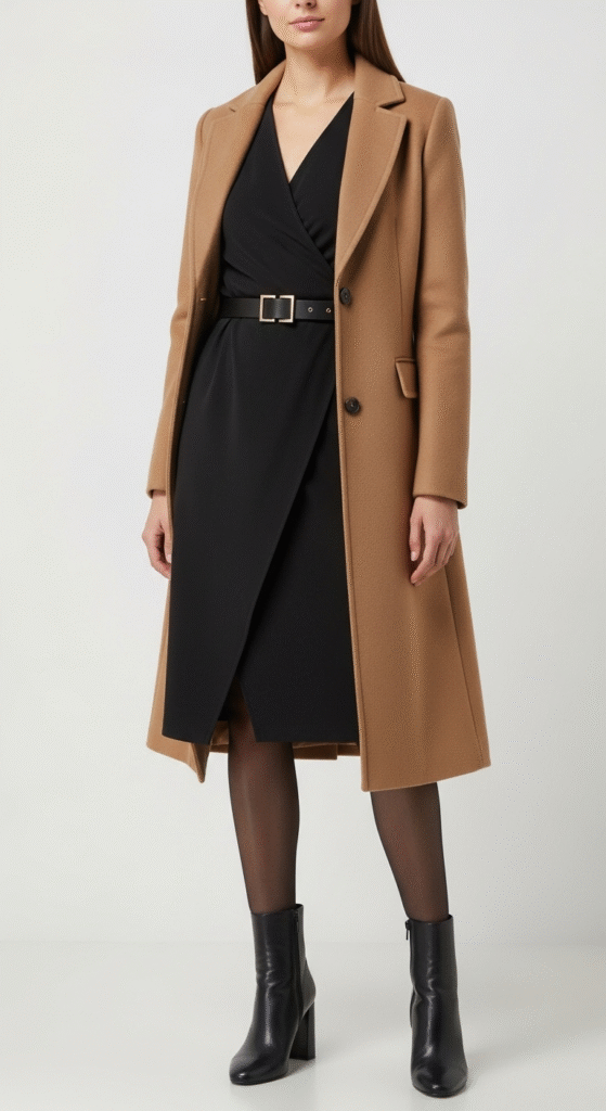 Midi Coat with Wrap Dress
