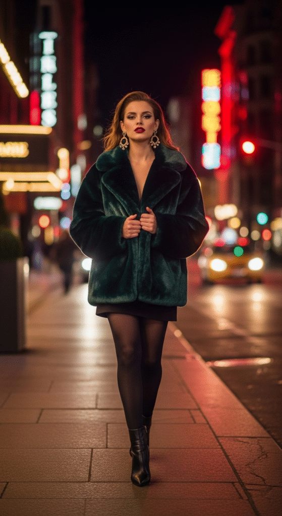 Mini Skirt with Faux Fur Jacket