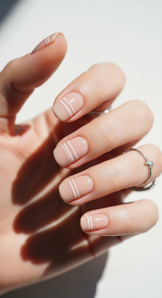 Minimalist Nude with Thin White Lines