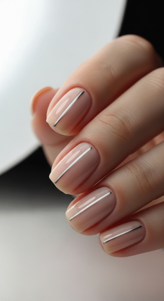Minimalist Single Line Accent - Easy Line Nail Designs