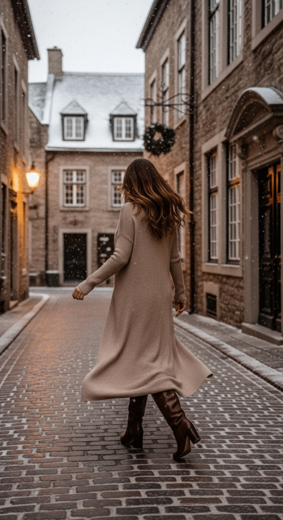 Neutral Colored Knit Dresses