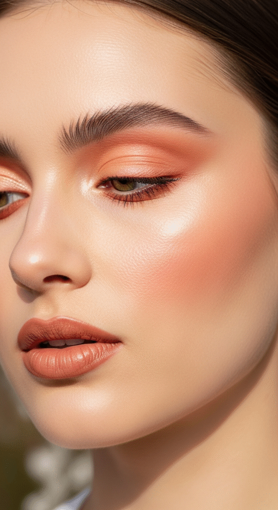 Peach Matte Eyes with Warm Nude Lips