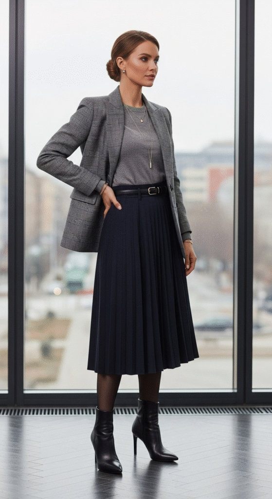 Pencil Skirt with Cashmere Sweater