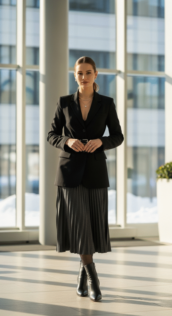 Pleated Skirt with Blazer