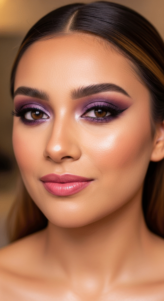 Plum Shimmer with Pink Nude Lips