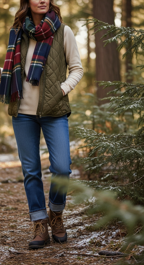 Quilted Vest with Long-Sleeve Top