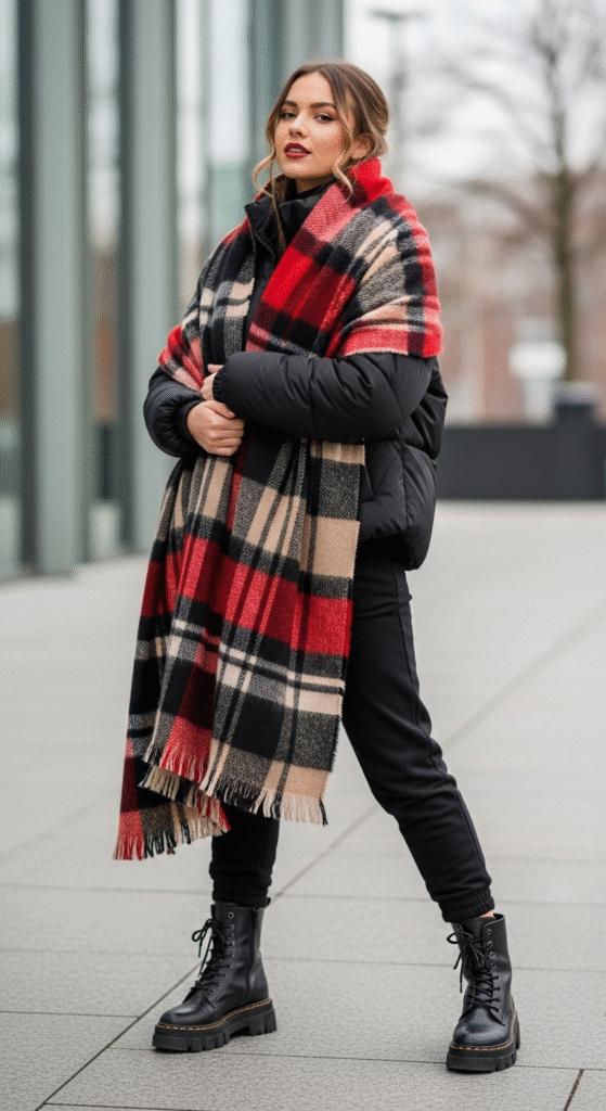Statement Scarf with Streetwear Basics