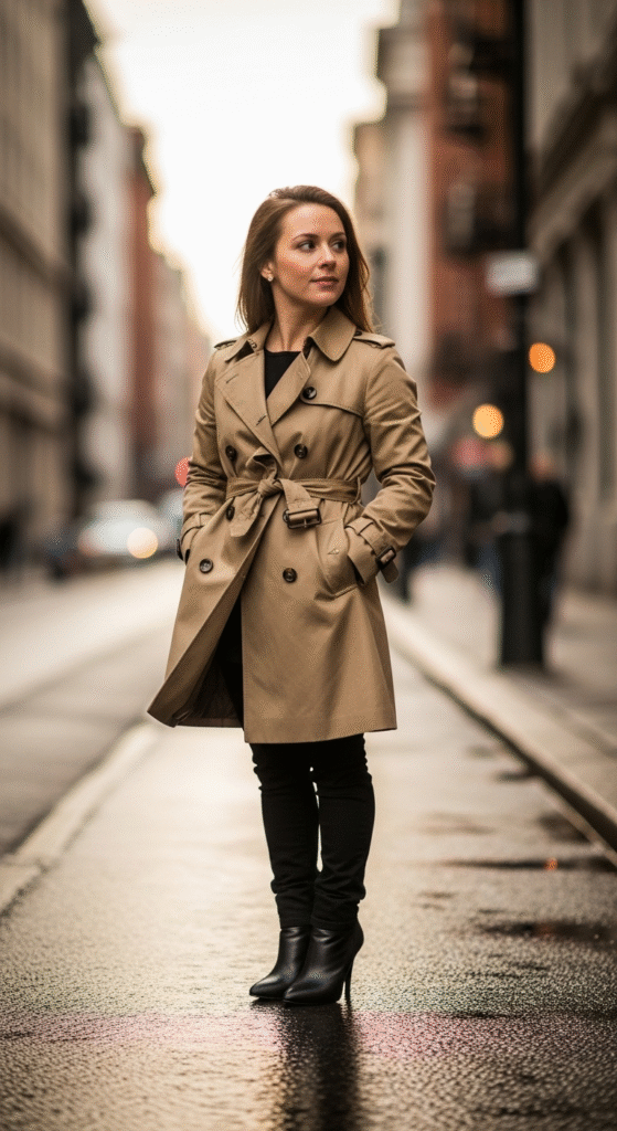 Tailored Trench Coat with Skinny Jeans