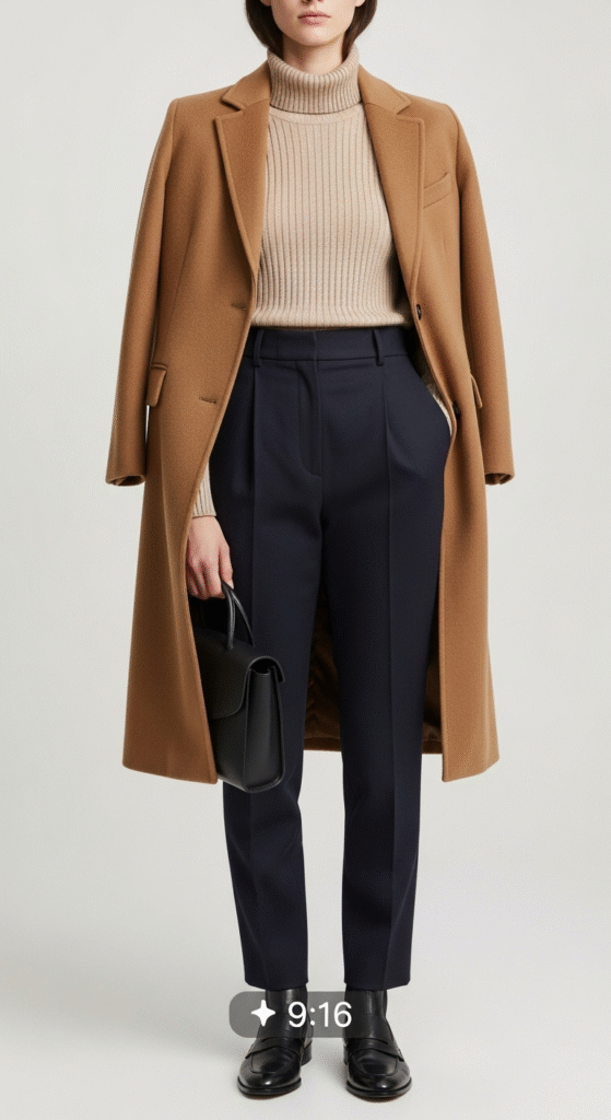 The Classic Wool Coat with Tailored Pants - Stylish Winter Outfits for Work
