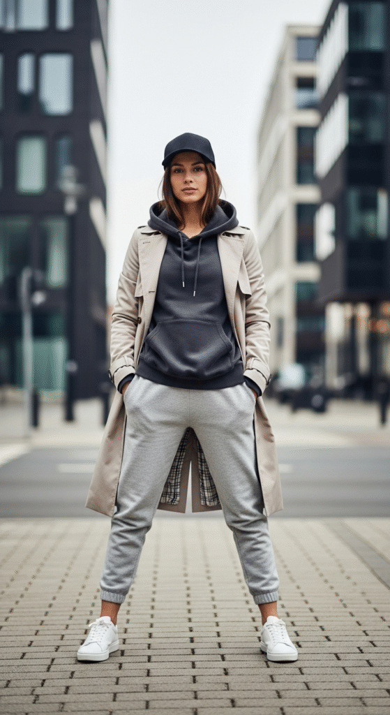 Trench Coat with Streetwear Layers