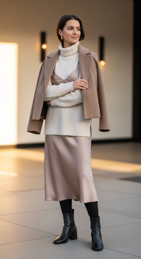 Turtleneck with Slip Dress Layering
